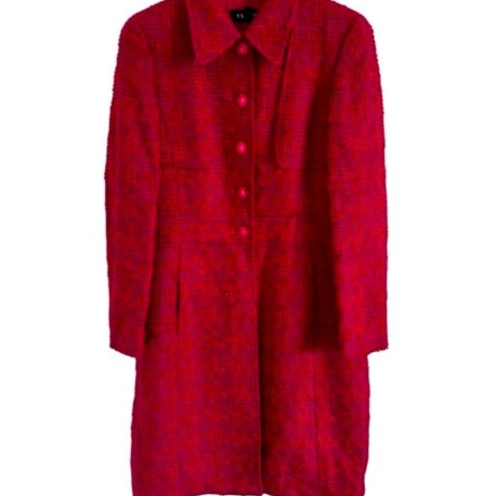 Hot Pink Wool Tweed Coat, size 36